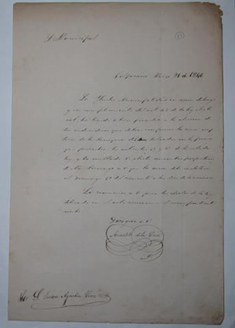 Primera imagen del registro Comunicación sobre conformacíon mesa receptora de elecciones en Parroquia el Salvador. Juan Agustin Vives a Anacleto de la Cruz