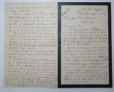 Primera imagen del registro Carta de Carlos Morla que anuncia la muerte de Florencio Blanco