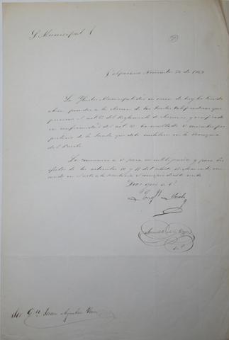 Primera imagen del registro Nombramiento de J.A.Vives, miembro propetario de la junta que debe instalarse en la parroquia del Puerto