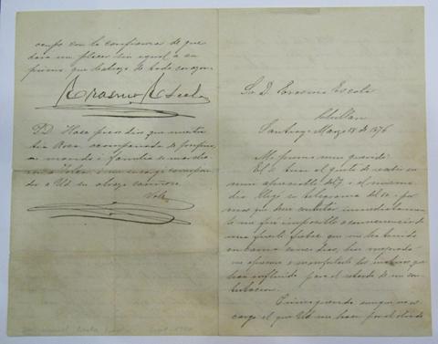 Primera imagen del registro Carta de Erasmo Escala con saludos y un asunto familiar