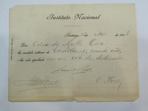 Primera imagen del registro Certificado de Estudios Eduardo Matte Ossa