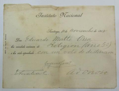 Primera imagen del registro Certificado de Estudios Eduardo Matte Ossa