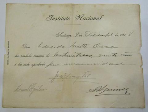 Primera imagen del registro Certificado de Estudios Eduardo Matte Ossa