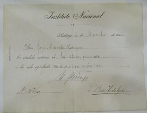 Primera imagen del registro Certificado de Estudios Jorge Alessandri Rodriguez