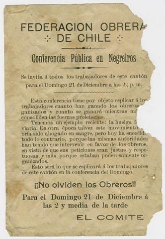 Primera imagen del registro Planfleto de la Federación obrera de Chile