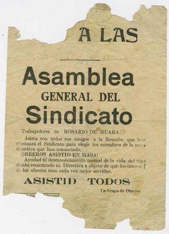 Primera imagen del registro Asamblea general del sindicato de trabajadores Rosario de Huara