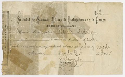 Primera imagen del registro Recibo Sociedad de Socorros Mutuos de Trabajadores de la Pampa