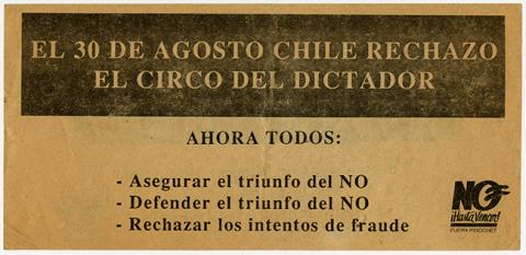 Primera imagen del registro Panfleto Ahora Santiago dirá NO