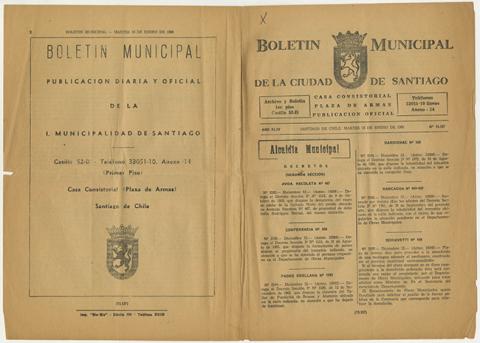 Primera imagen del registro Boletín Municipal de la ciudad de Santiago año XLIV, n° 13.537