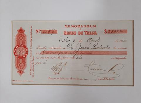 Primera imagen del registro Memorando Banco de Talca
