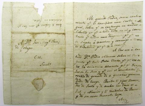 Primera imagen del registro Carta a José Miguel Pérez Cotapos