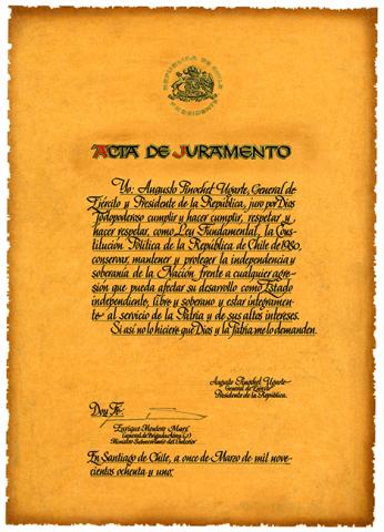 Primera imagen del registro Acta de juramento Constitución Política de 1980
