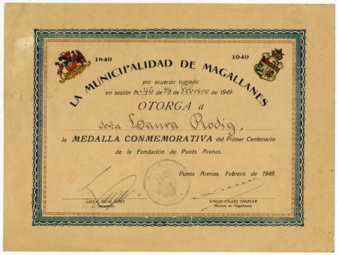 Primera imagen del registro Diploma concedido a Laura Rodig