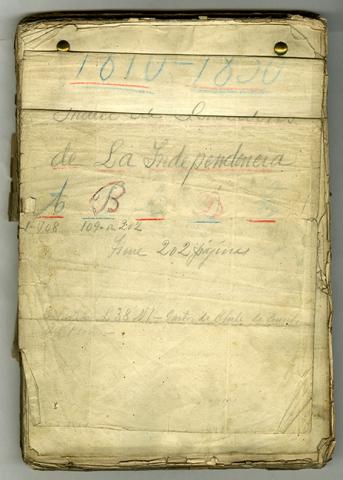 Primera imagen del registro Índice alfabético de servidores de la independencia 1810-1830