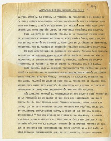 Primera imagen del registro Agitación por una disputa con Chile
