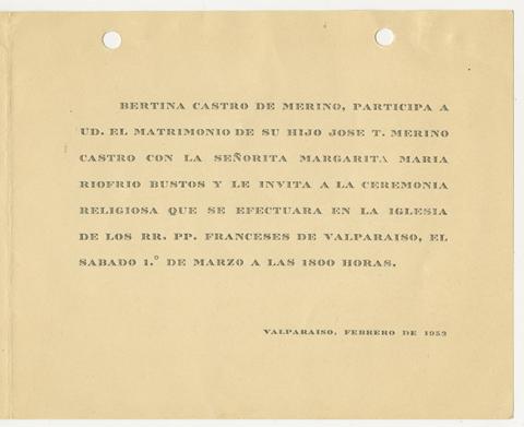 Primera imagen del registro Matrimonio de José T. Merino Castro y Margarita Riofrío Bustos