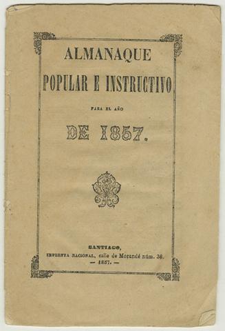 Primera imagen del registro Almanaque Popular e instructivo para el año 1857