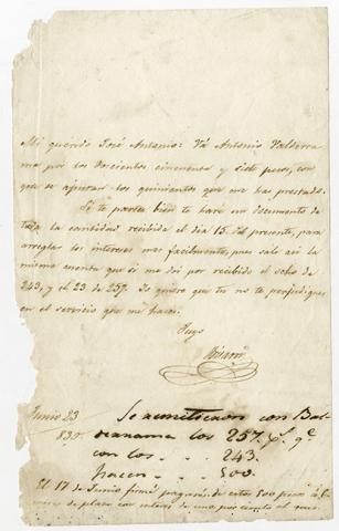 Primera imagen del registro Petición de dinero a José Antonio por parte de Irisarri