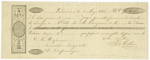 Primera imagen del registro Letra de cambio firmada por Beltrán Mathieu