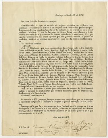 Primera imagen del registro Decreto sobre las escuelas de mujeres y nombramiento de sus vigilantes
