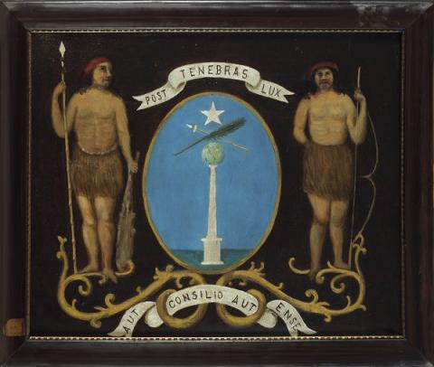 Primera imagen del registro Escudo usado por el Estado de Chile durante la Patria Vieja