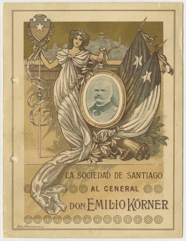 Primera imagen del registro Menú ofrecido por la Sociedad de Santiago al general Emilio Körner