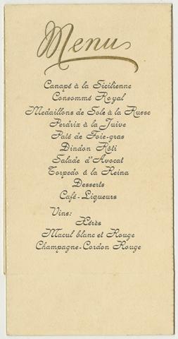 Primera imagen del registro Menú escrito en francés