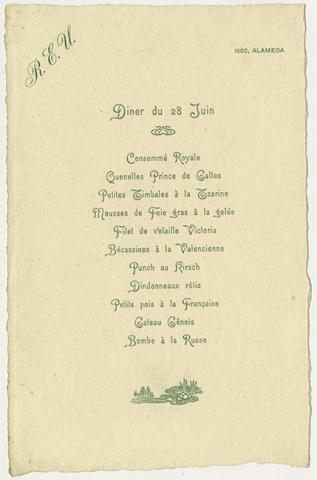 Primera imagen del registro Menú de cena de R.E.U. en francés