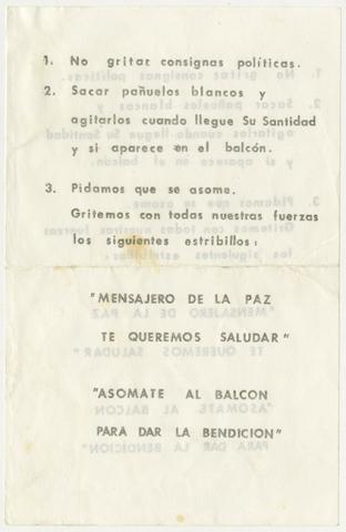 Primera imagen del registro Instrucciones para la visita del Papa