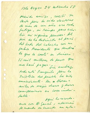 Primera imagen del registro Carta de Pablo Neruda