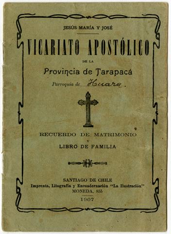 Primera imagen del registro Libro de familia y recuerdo del matrimonio de Crispín Uriarte y Matilde Castañeda