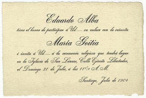 Primera imagen del registro Parte de matrimonio de Eduardo Alba y María Goitia