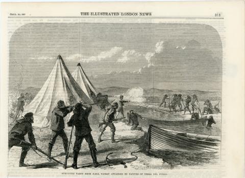 Primera imagen del registro Surveying Party from H.M.S. Nassau Attacked by Natives of Terra del Fuego