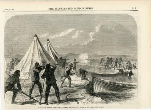 Primera imagen del registro Surveying Party from H.M.S. Nassau Attacked by Natives of Terra del Fuego