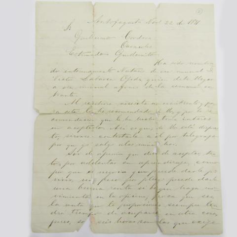 Primera imagen del registro Carta a Guillermo Cordova por ofrecimiento de empleo