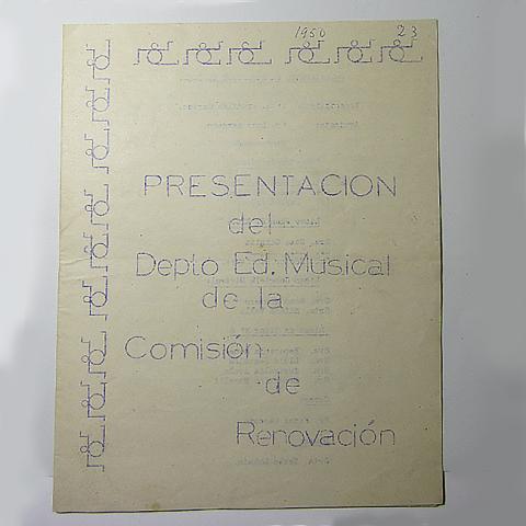 Primera imagen del registro Programa del departamento de Ed. musical de la comisión de renovación