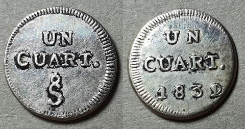 Primera imagen del registro Moneda 1/4 de Real o cuartillo (República)