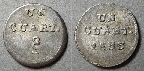 Primera imagen del registro Moneda 1/4 de Real o cuartillo (República)