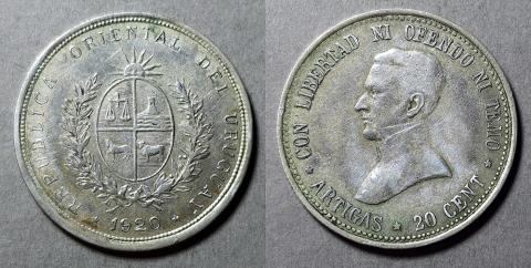 Primera imagen del registro Moneda de 20 centésimos (República)