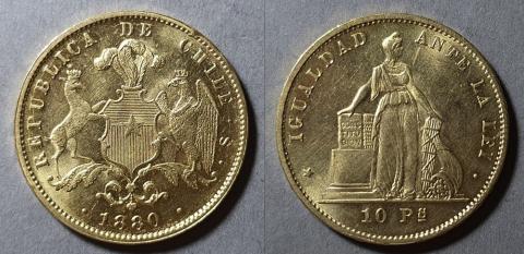 Primera imagen del registro Moneda de 10 Pesos (República)
