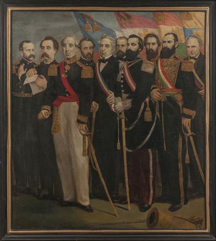 Primera imagen del registro Alegoría a los presidentes de las repúblicas aliadas en la guerra de Chile con España