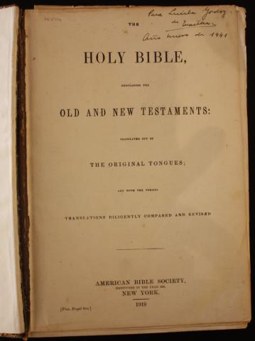 Primera imagen del registro Holy Bible, Old and New Testaments