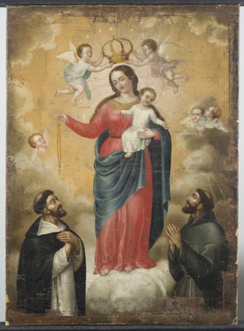 Primera imagen del registro Virgen del Rosario con santo Domingo y San Francisco