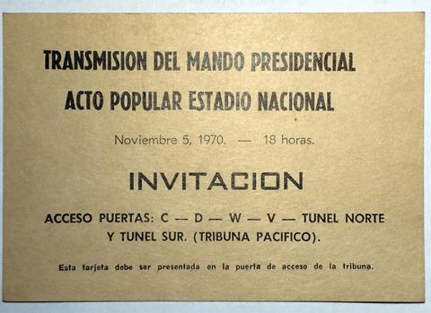Primera imagen del registro Invitación Transmisión del mando presidencial Acto popular Estadio Nacional