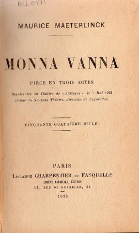 Primera imagen del registro Monna Vanna