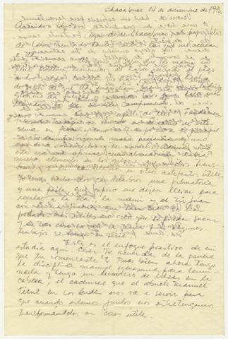 Primera imagen del registro Carta de Hernán Guajardo a César Guajardo Rives durante su detención en Oficina Chacabuco 1973