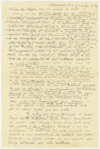 Primera imagen del registro Carta de Hernán Guajardo a Olga Rives durante su detención en Oficina Chacabuco 1973