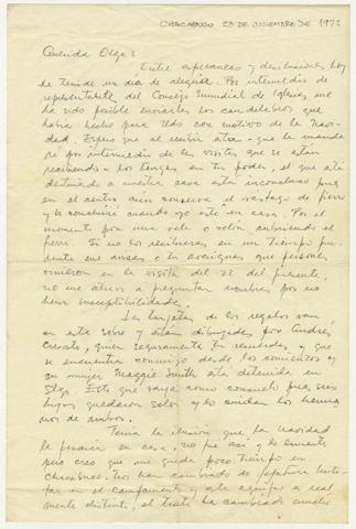 Primera imagen del registro Carta de Hernán Guajardo a su esposa Olga Rives, durante detención en campo de concentración de Chacabuco 1973