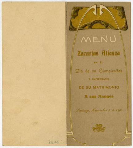 Primera imagen del registro Menú del cumpleaños y aniversario de matrimonio de Zacarías Atienza
