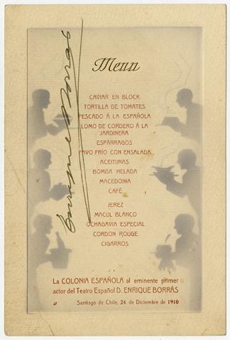Primera imagen del registro Menú a D. Enrique Borrás